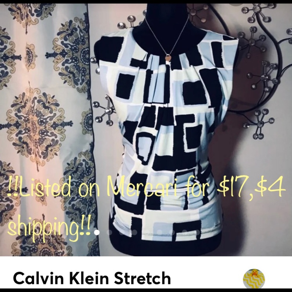 CALVIN KLEIN Career Pleated Stretch Blouse - Picture 1 of 8